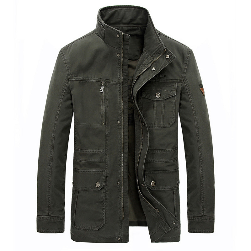 Veste décontractée mi-longue en coton pour homme, pour le printemps/l'automne