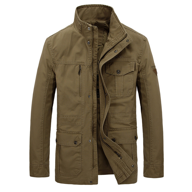 Veste décontractée mi-longue en coton pour homme, pour le printemps/l'automne