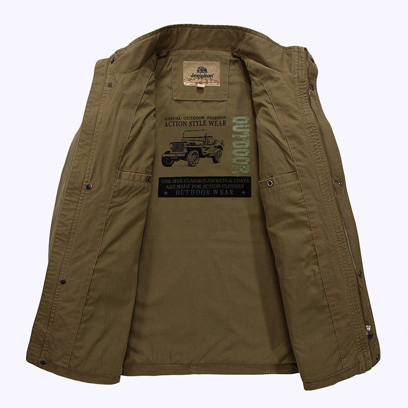 Veste décontractée mi-longue en coton pour homme, pour le printemps/l'automne